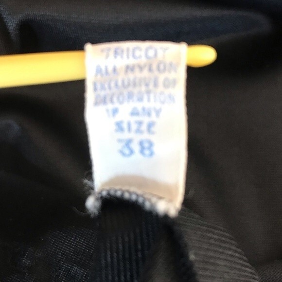 Vintage 1960s Vanity Fair Black Full Slip Adjustable Strap Chiffon Trim Women 38 - Picture 8 of 14